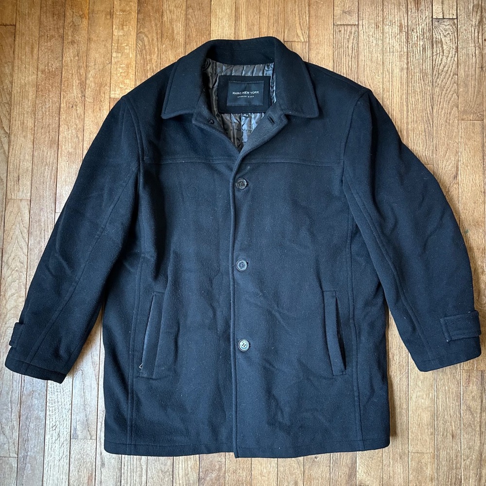 Marc‎ New York Andrew Marc Black cashmere Wool Blend Overcoat XL Warm Winter